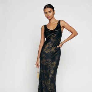 Reformation Annabelle Silk Dress - Night Garden - Sz 6 - NWT